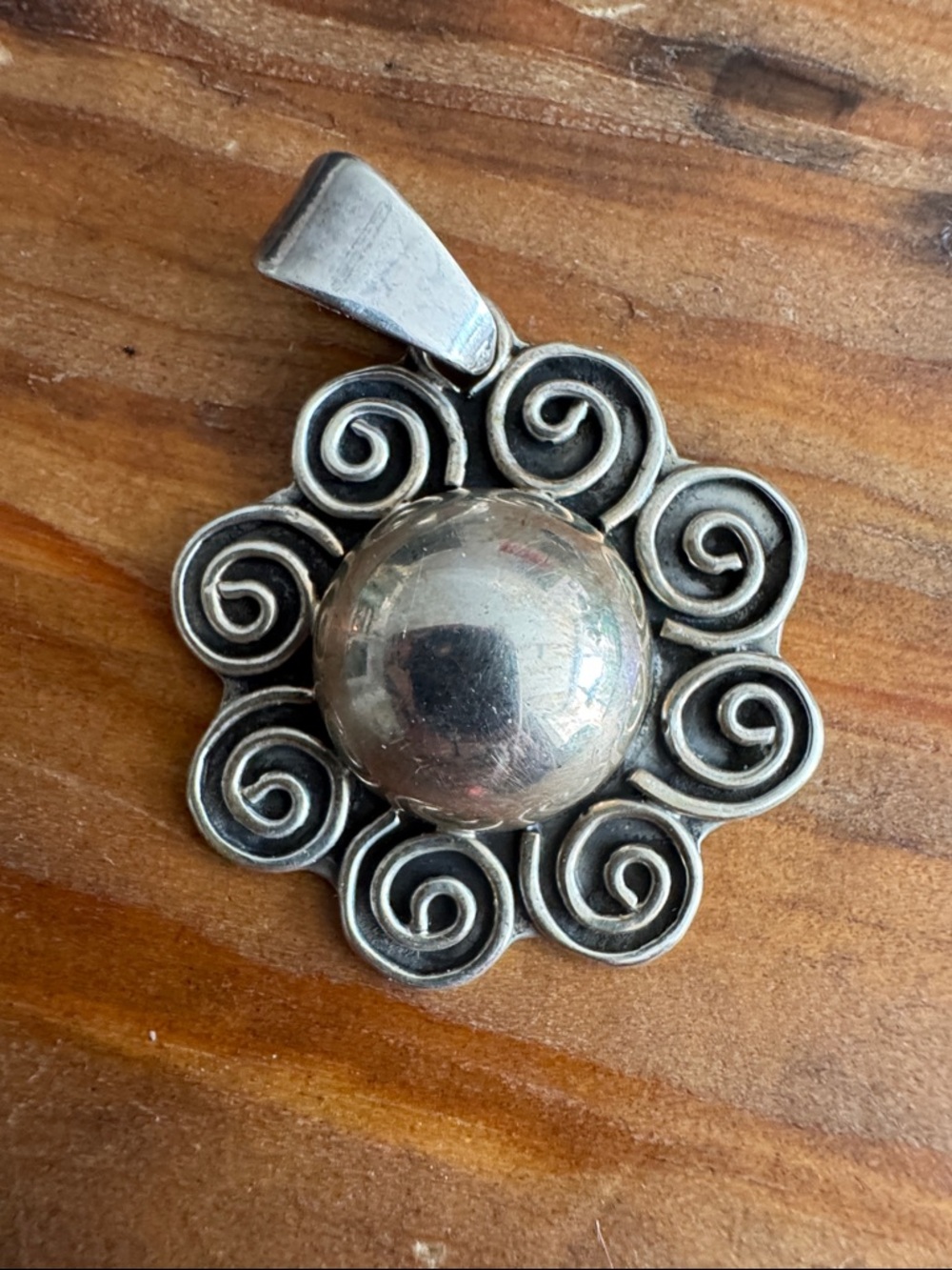 Sterling Floral Swirl Pendant Necklace - Silver Tone